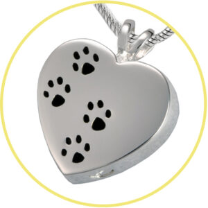 A locket with printed paws